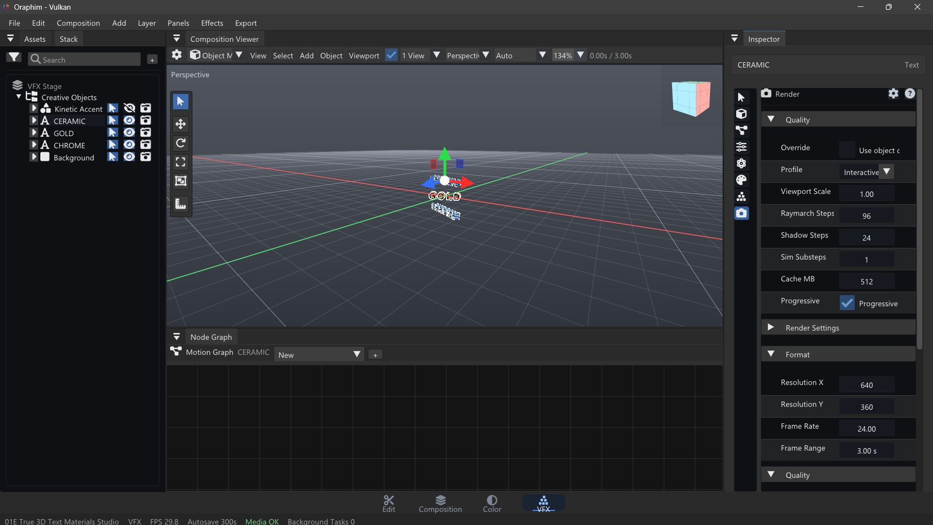 Oraphim VFX render workflow for a composite