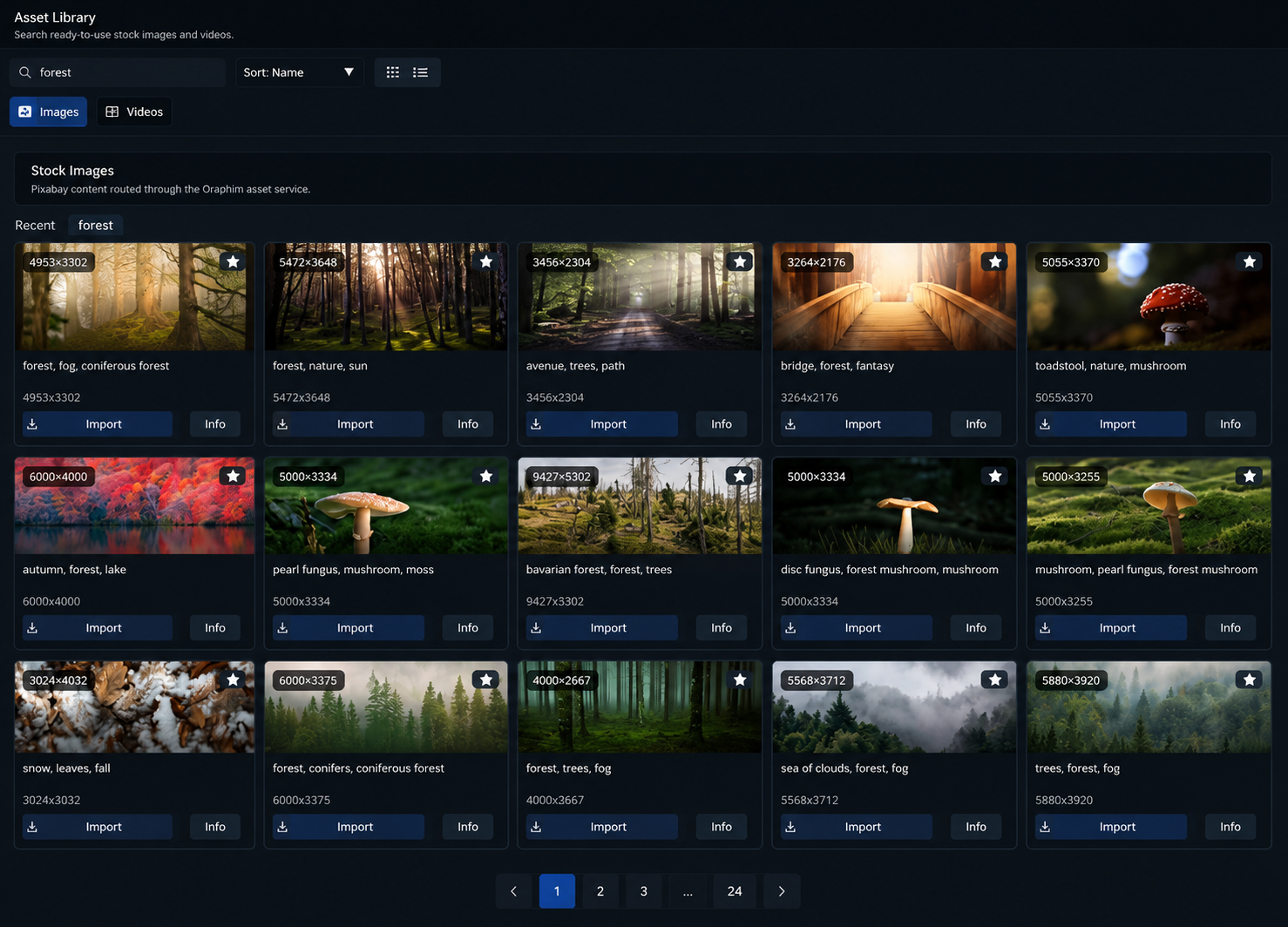Oraphim Asset Browser