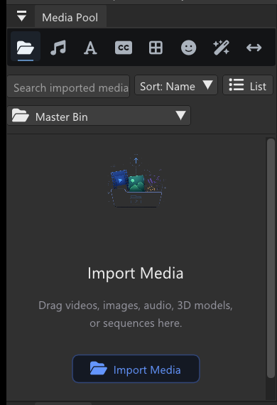 Media Pool used to manage project media